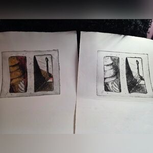 Abstract Art Print with Red and Black Accents